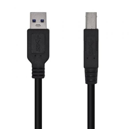 --Cable USB 3.0 Impresora Aisens A105-0444/ USB Tipo-B Macho - USB Macho/ 5Gbps/ 2m/ Negro-