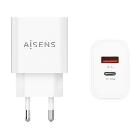 --Cargador de Pared Aisens A110-0681/ 1xUSB Tipo-C/ 1xUSB/ 20W-