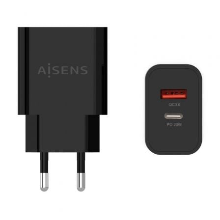 --Cargador de Pared Aisens A110-0682/ 1xUSB Tipo-C/ 1x USB/ 20W-