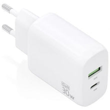 --Cargador de Pared GaN Aisens A110-0923/ 1xUSB Tipo-C/ 1xUSB/ 30W/ Blanco-
