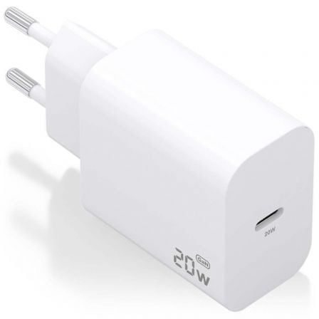 --Cargador de Pared GaN Aisens A110-0938/ 1xUSB Tipo-C/ 20W/ Blanco-