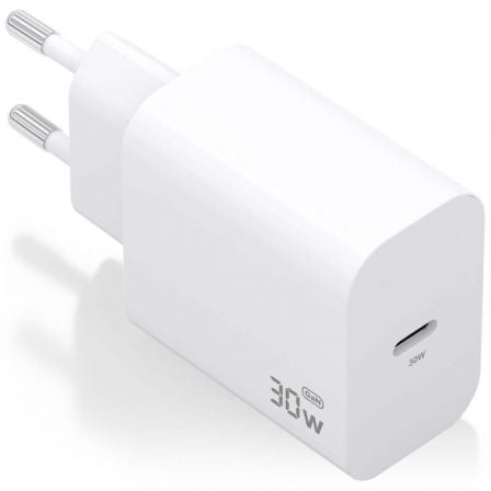 --Cargador de Pared GaN Aisens A110-0940/ 1xUSB Tipo-C/ 30W/ Blanco-