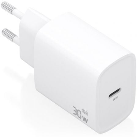 --Cargador de Pared GaN Aisens A110-0950/ 1xUSB Tipo-C/ 30W/ Blanco-