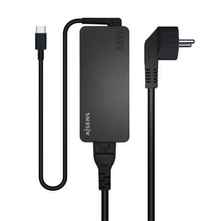 --Cargador de Portátil Aisens ASCH-1PD65D-BK/ 1xUSB Tipo-C/ 65W-