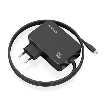 --Cargador de Pared GaN Aisens ASCH-1PD90WL034-BK/ 1xUSB Tipo-C + Cable 1.8m/ 90W-