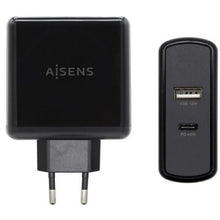--Cargador de Pared Aisens ASCH-2PD45A-BK/ 1xUSB Tipo-C/ 1x USB/ 57W-