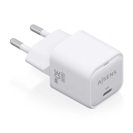 --Cargador de Pared GaN Aisens ASCH-30W1P018-W/ 1xUSB Tipo-C/ 30W-