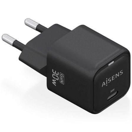 --Cargador de Pared GaN Aisens ASCH-30W1P019-BK/ 1xUSB Tipo-C/ 30W-