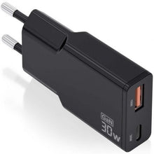 --Cargador de Pared GaN Aisens ASCH-30W2P047-BK/ 1xUSB Tipo-C/ 1xUSB/ 30W/ Negro-