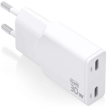 --Cargador de Pared GaN Aisens ASCH-30W2P048-W/ 2xUSB Tipo-C/ 30W/ Blanco-