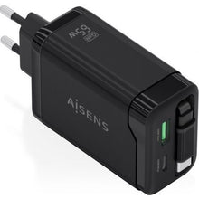 --Cargador de Pared GaN Aisens ASCH-65W3P071-BK/ 1xUSB Tipo-C/ 1xUSB/ 65W/ Negro-