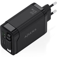 -1-Cargador de Pared GaN Aisens ASCH-65W3P071-BK/ 1xUSB Tipo-C/ 1xUSB/ 65W/ Negro-1