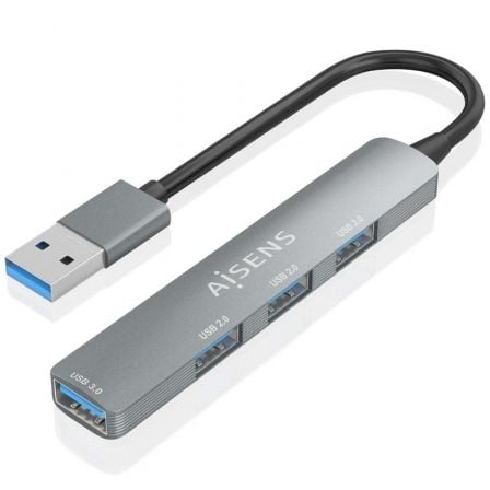 --Hub USB 3.0 Aisens A106-0859/ 4xUSB/ Gris-