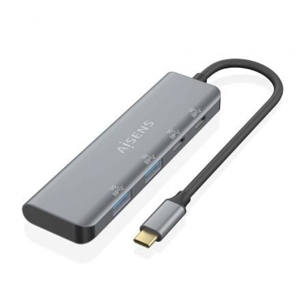 --Hub USB Tipo-C Aisens A109-0763/ 2xUSB/ 2xUSB Tipo-C/ Gris-