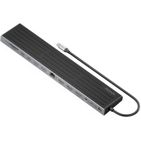 --Hub USB Tipo-C Aisens ASUC-13P042-GR/ 2xUSB Tipo-C/ 1xUSB Tipo-C PD/ 2xUSB/ 2xHDMI/ 1xDisplayPort/ 1xLector de Tarjetas/ 1xJack 3.5mm/ 1xRJ45/ Gris-