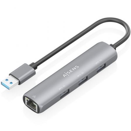 --Hub USB Aisens ASUC-4P034-GR/ 3xUSB/ 1xRJ45/ Gris-