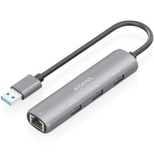 --Hub USB Aisens ASUC-4P034-GR/ 3xUSB/ 1xRJ45/ Gris-