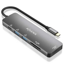 --Docking USB Tipo-C Aisens ASUC-6P016-GR/ 1xHDMI 4K/ 2xUSB/ 1xLector Tarjetas/ 1xUSB Tipo-C PD/ Gris-