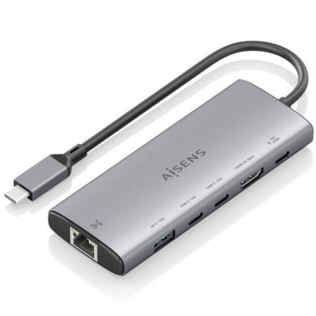 --Docking USB Tipo-C Aisens ASUC-6P030-GR/ 1xHDMI 4K/ 1xUSB/ 2xUSB Tipo-C/ 1xRJ45/ 1xUSB Tipo-C PD/ Gris-