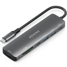 --Docking USB Tipo-C Aisens ASUC-7P026-GR/ 1xHDMI 4K/ 2xUSB/ 1xUSB Tipo-C / 1xUSB Tipo-C PD/ 1xLector Tarjetas/ Gris-