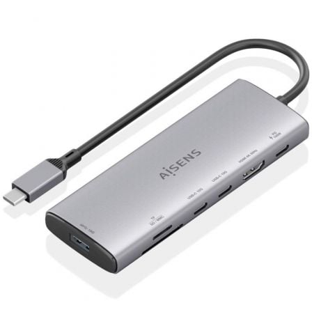 --Docking USB Tipo-C Aisens ASUC-7P031-GR/ 1xHDMI 4K/ 1xUSB/ 2xUSB Tipo-C/ 1xLector Tarjetas/ 1xUSB Tipo-C PD/ Gris-