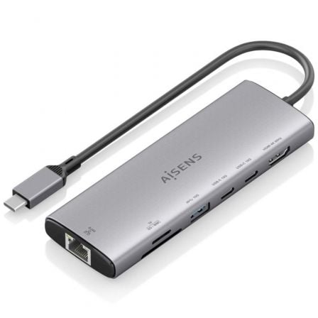 --Docking USB Tipo-C Aisens ASUC-7P032-GR/ 1xHDMI 4K/ 1xUSB/ 2xUSB Tipo-C/ 1xRJ45/ 1xLector Tarjetas/ Gris-