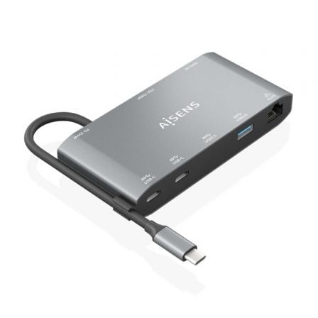 --Docking USB Tipo-C Aisens ASUC-8P010-GR/ 1xHDMI 4K/ 1xVGA/ 2xUSB/ 1xRJ45/ 2xUSB Tipo-C/ 1xUSB Tipo-C PD/ Gris-