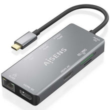 --Docking USB Tipo-C Aisens ASUC-9P018-GR/ 2xHDMI 4K/ 3xUSB/ 1xRJ45/ 1xLector Tarjetas/ 1xUSB Tipo-C PD/ Gris-