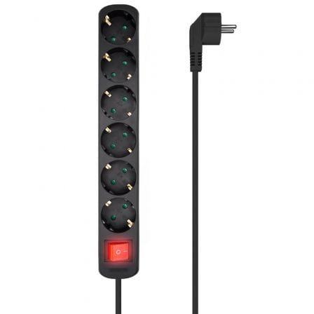--Regleta con Interruptor Aisens A154-0536/ 6 Tomas de Corriente/ Cable 1.4m/ Negro-