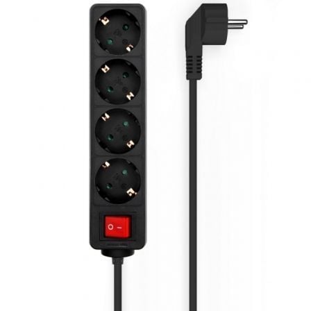 --Regleta con Interruptor Aisens A154-0650/ 4 Tomas de Corriente/ Cable 1.4m/ Negro-