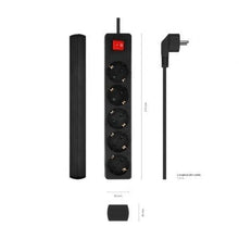 -2-Regleta con Interruptor Aisens A154-0652/ 5 Tomas de Corriente/ Cable 1.4m/ Negro-2