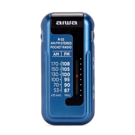 --Radio Portátil Aiwa R-22BL/ con Batería/ a Pilas/ Azul-