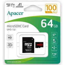 --Tarjeta de Memoria Apacer 64GB XC UHS 1 con Adaptador/ Clase 10/ 100MBs-
