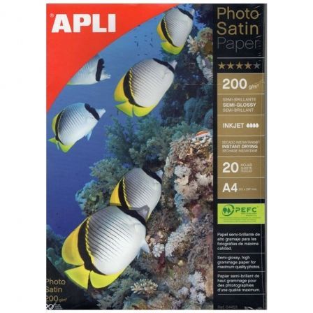 --Papel Fotográfico Apli PhotoSatin Paper 04453/ DIN A4/ 200g/ 20 Hojas/ Semi Brillante-