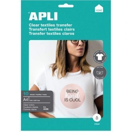 --Papel Transfer Camisetas Apli 4128/ DIN A4/ 10 Hojas-