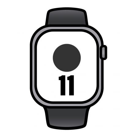 --Apple Watch Series 11/ GPS/ 42mm/ Gris espacial/ Correa Deportiva Negra (M/L)-