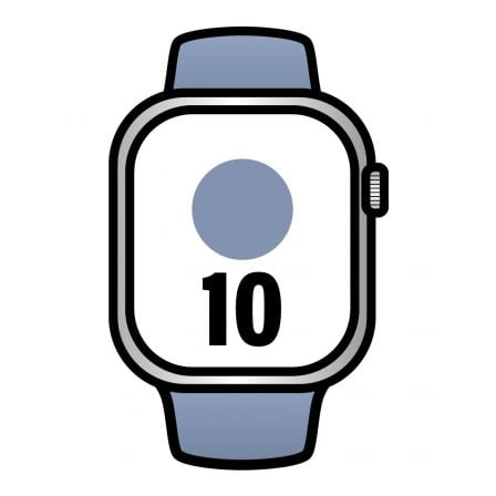 --Apple Watch Series 10/ GPS/ 42mm/ Caja de Aluminio / Correa Deportiva Azul Denim S/M-