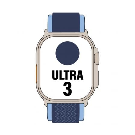 --Apple Watch Ultra 3/ GPS/ Cellular/ 49mm/ Caja de Titanio Natural/ Correa Loop Trail Azul/azul brillante S/M-