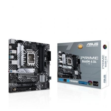 --Placa Base Asus Prime B660M-A D4-CSM/ Socket 1700/ DDR4/ PCIe 4.0/ Micro ATX-