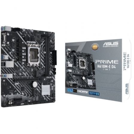 --Placa Base Asus Prime H610M-E D4-CSM/ Socket 1700/ DDR4/ PCIe 4.0/ Micro ATX-