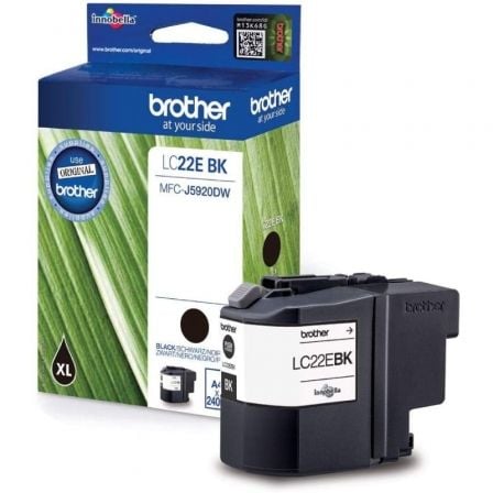 --Cartucho de Tinta Original Brother LC-22EBK XL Alta Capacidad/ Negro-