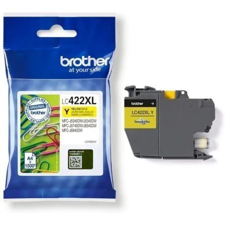 --Cartucho de Tinta Original Brother LC-422 XL Alta Capacidad/ Amarillo-