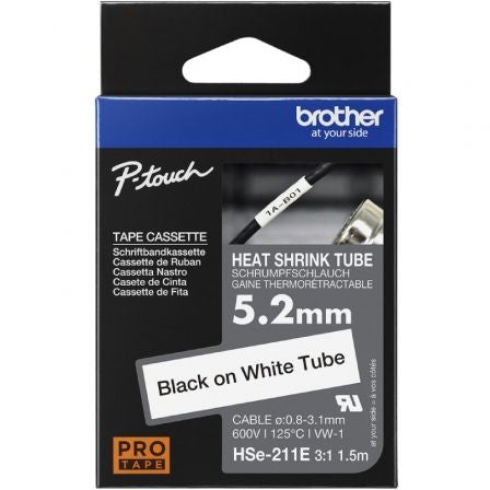 --Cinta Tubo Termorretráctil para cables Brother HSe-211E/ Blanca-
