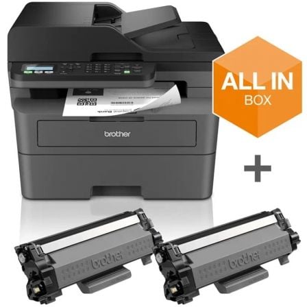 --Multifunción Láser Monocromo Brother MFC-L2827DWXL WiFi/ Fax/ Dúplex/ Pack impresora + consumibles XL/ Negra-