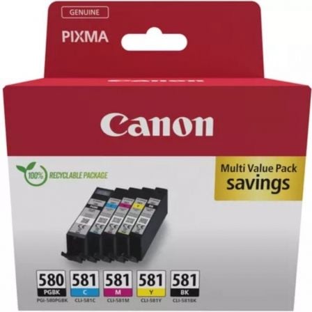 --Cartucho de Tinta Original Canon PGI-580 PB + CLI-581Multipack/ Cian/ Magenta/ Amarillo/ Negro-