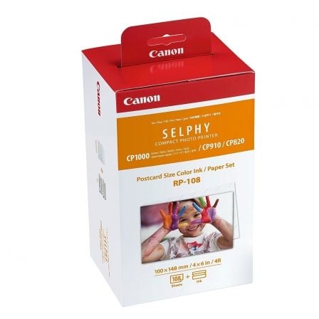 --Cartucho de Tinta Original Canon RP-108 Multipack/ Tricolor + Papel Fotográfico-