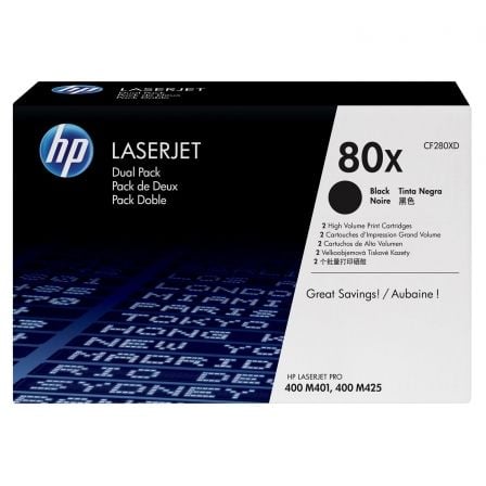 --Tóner Original HP nº80X XL Alta Capacidad Multipack/ 2x Negro-