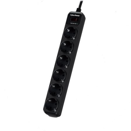 --Regleta con interruptor Cyberpower B0620SC0-DE/ 6 Tomas de corriente/ Cable 1.8m/ Negra-
