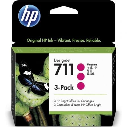 --Cartucho de Tinta Original HP nº711 Multipack/ 3x Magenta-