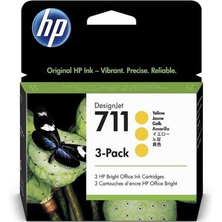 --Cartucho de Tinta Original HP nº711 Multipack/ 3x Amarillo-
